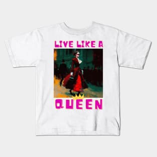 Victorian Style Girl Live Like A Queen Painting Kids T-Shirt